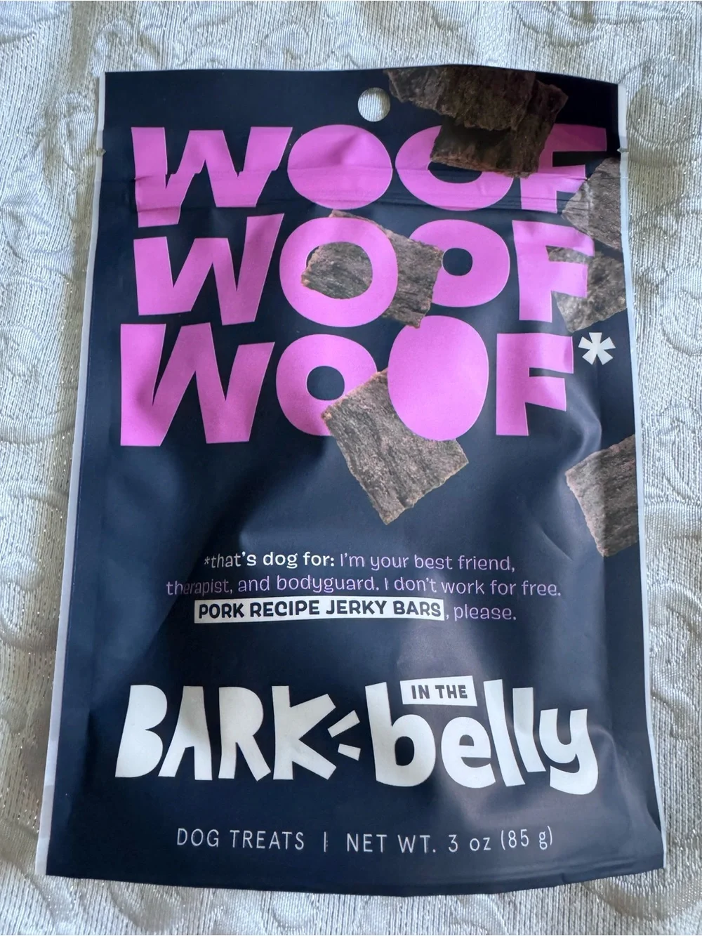 SEALED - BARK In The Belly Pork Jerky Bars Dog Treats - NO GRAINS - Exp 09/2027